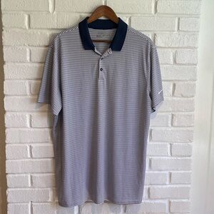 Nike golf polo xl Dri fit striped navy white excellent clean Golfing outdoors EC